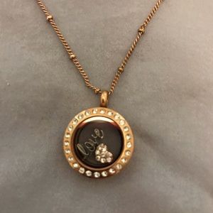 Rose gold- origami owl charm necklace w/ 2 charms!